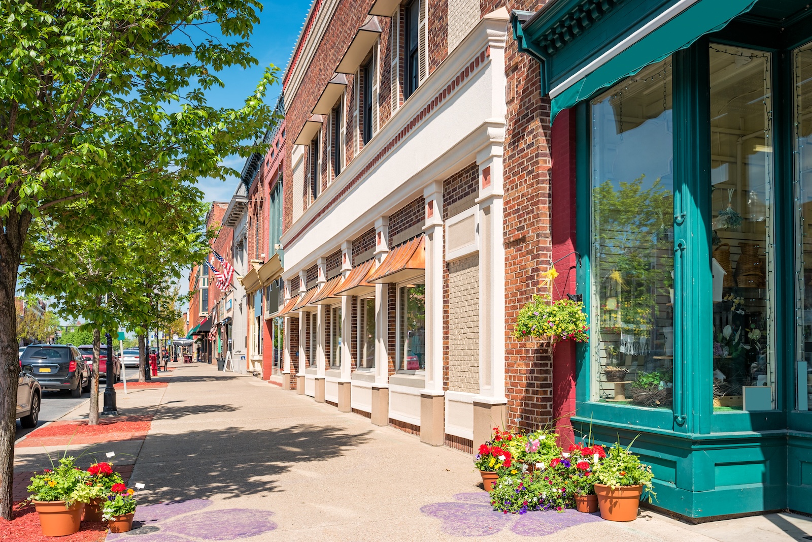 Village downtown shopping district